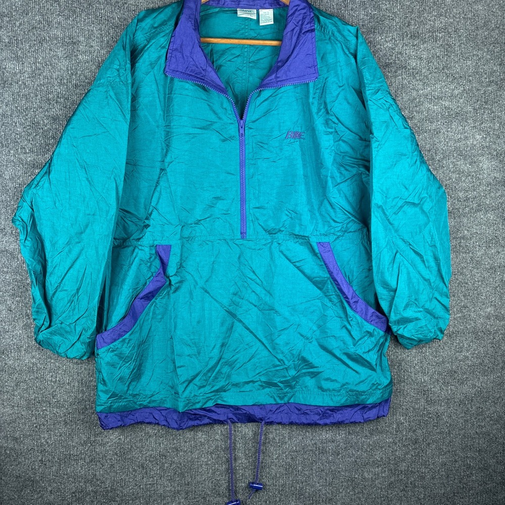 Vintage 90s BIKE Teal Colorblock Windbreaker‎ Poncho Jacket Large